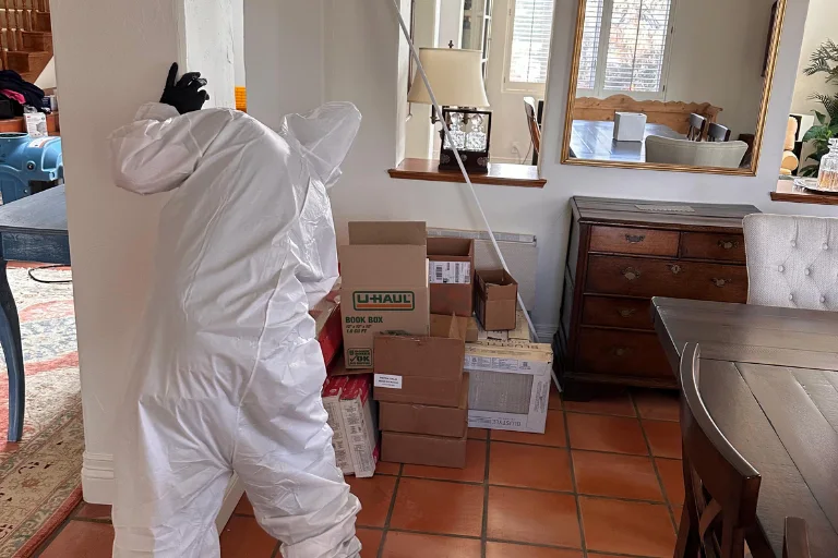 Water damage assessment in a Beverly Hills kitchen and dining area