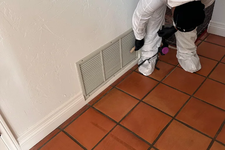 Moisture inspection on tile flooring in a Santa Monica home