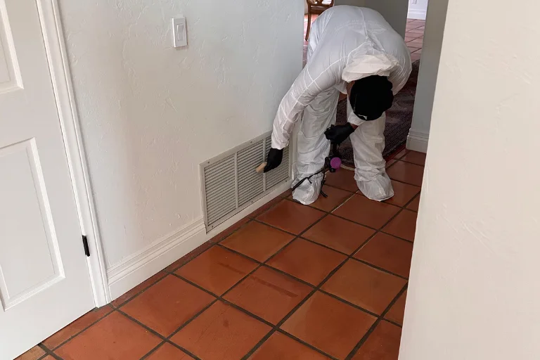 Water damage drying underway in a Santa Monica hallway