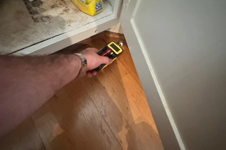 Under-floor moisture testing in a Sherman Oaks property